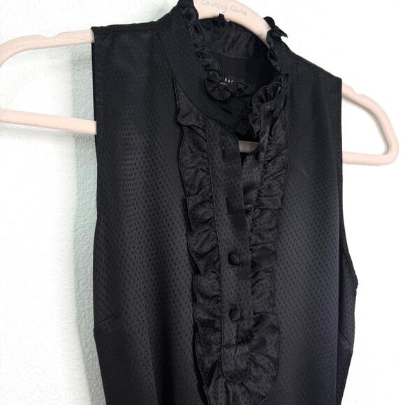 Ted Baker London Black Ruffle Silk Dress with Burgundy Bow Detail Size 4 (1) - Picture 3 of 11